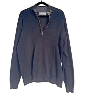 Oscar e‎ La Renta Sz L 1/4 Zip Knit Pullover Preppy Office Cruise Casual Classic